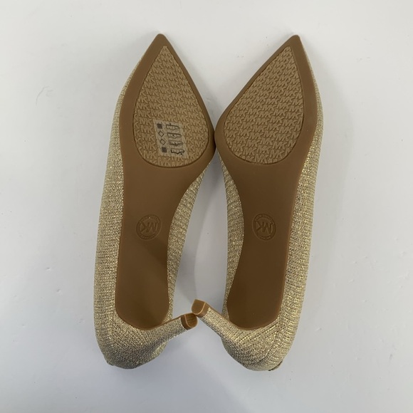 Michael Kors Alina flex pump shoe heel gold glitter chain mesh metallic new 9.5 - Picture 7 of 8